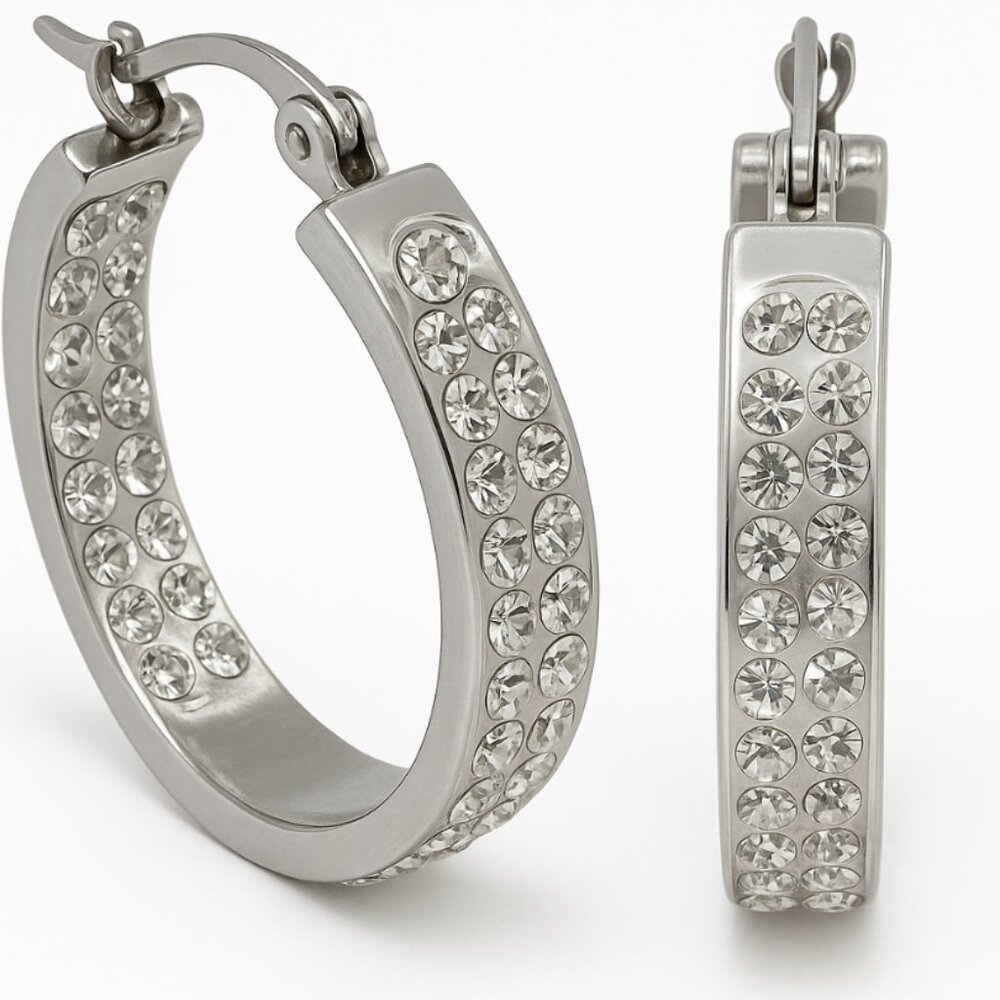 Crystal Hoop Earrings - NEW - Wedding or Prom - Elegant
